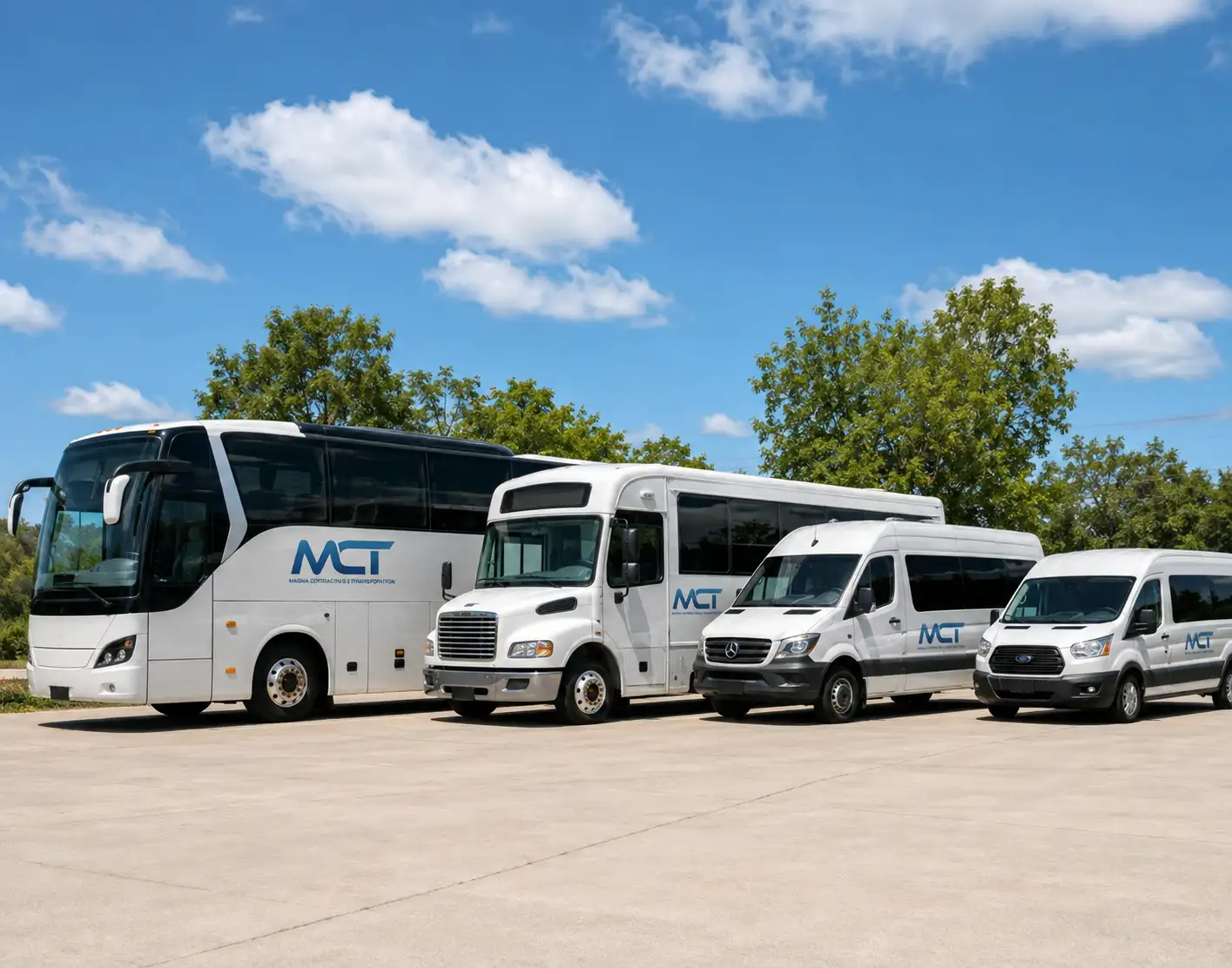 Magma fleet of passenger buses and coaches ranging from 12 to 66 seats
